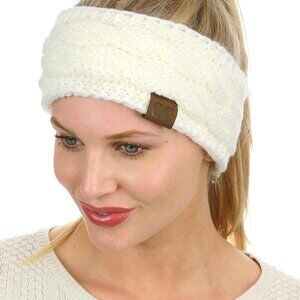 Soft Stretch Winter Warm Cable Knit Fuzzy Lined Ear Warmer Headband